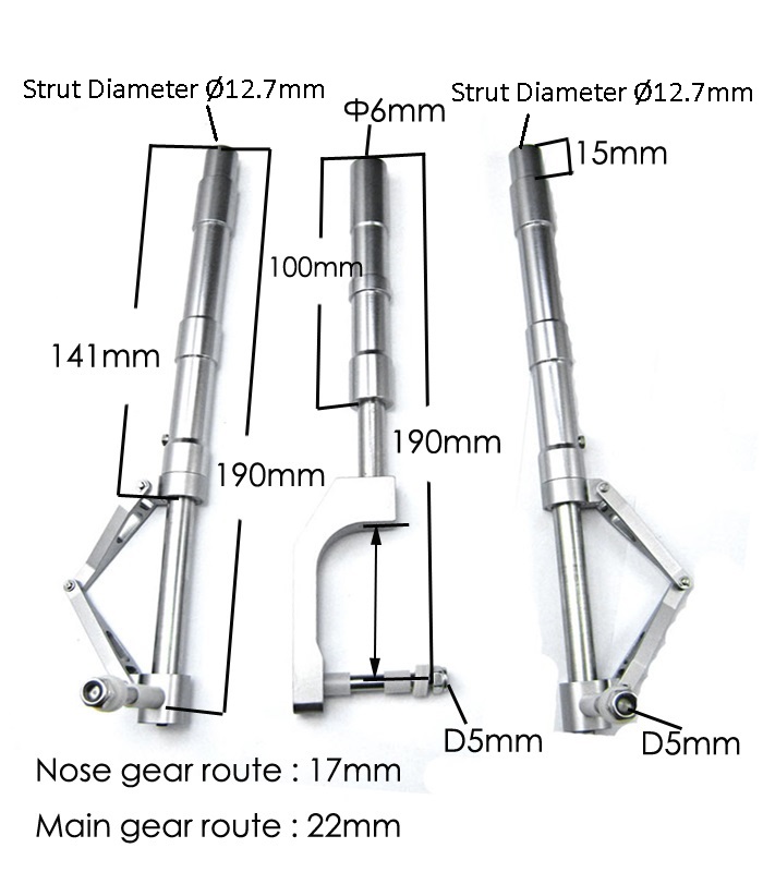 1/2″ 190mm P-21 Offset Oleo Struts with Nose
