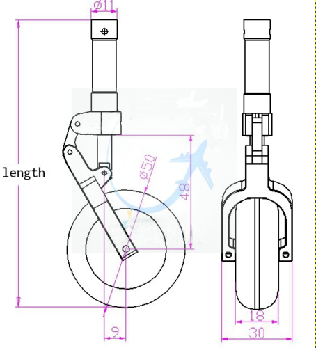 Fork Style Nose Wheel Dimension