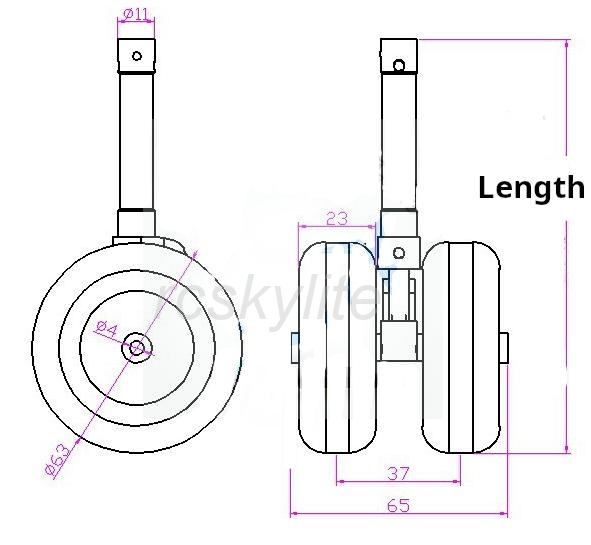 Dual Wheel (2.5″) Oleo Struts Landing Gear for RC Jets