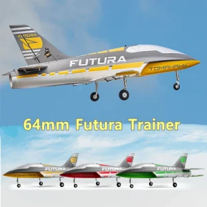 FMSRC RC Airplane 64mm Futura Sport Trainer with Flaps Green Yellow Red Ducted Fan EDF Jet Model Hobby Plane Aircraft Avion PNP 1