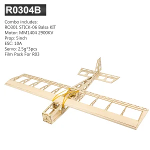 Dancing Wings Hobby R03 STICK-06 Airplane 580mm Wingspan Balsa Wood DIY Electric Aircraft RC Flying Toy PNP Version Unassembled 1