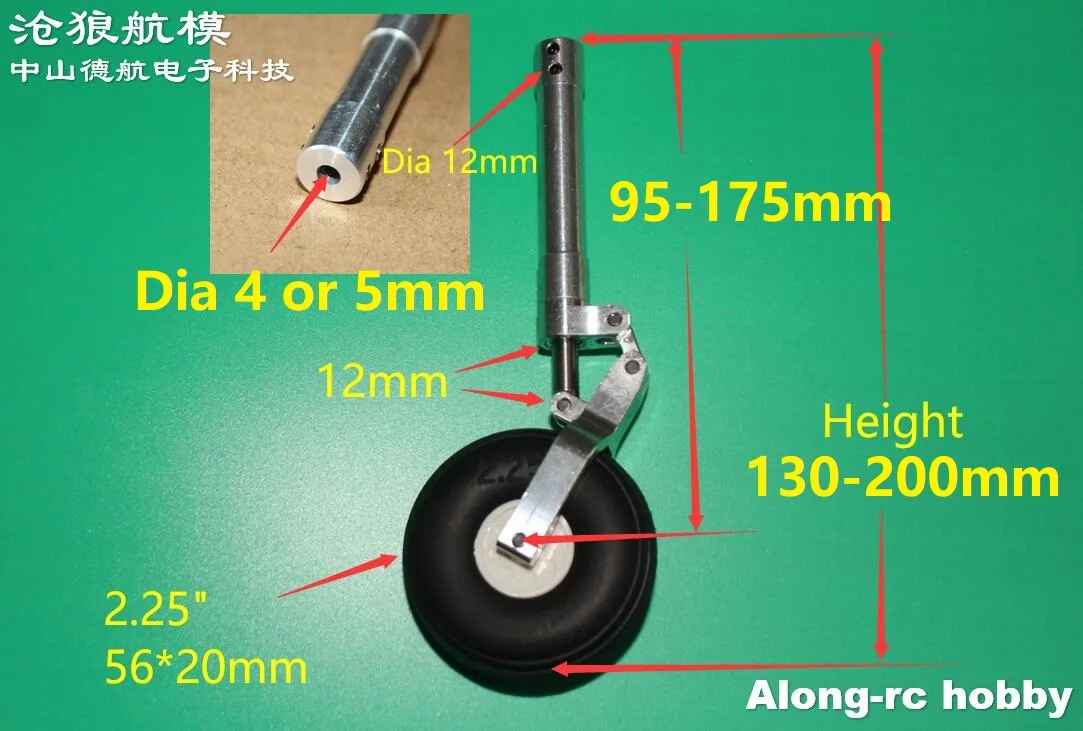 RC Airplane Part 120-210mm Damping Kneeling Landing Gear with Wheel Worm Shock Tripod Suitable for 3-5kg RC Aircraft EDF Plane 2