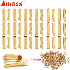 10pair/lot AMASS 4.0mm 4mm Gold Plated Bullet Connector For RC Battery ESC And Motor Helicopter Boat Quadcopter FPV Drone Toys 1