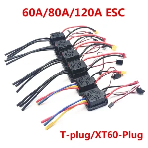 Upgrade Sensorless 60A 80A 120A S-80A S-120A Brushless ESC Electric Speed Controller with 5.5V / 3A BEC for 1/8 1/10 1:10 RC Car 1