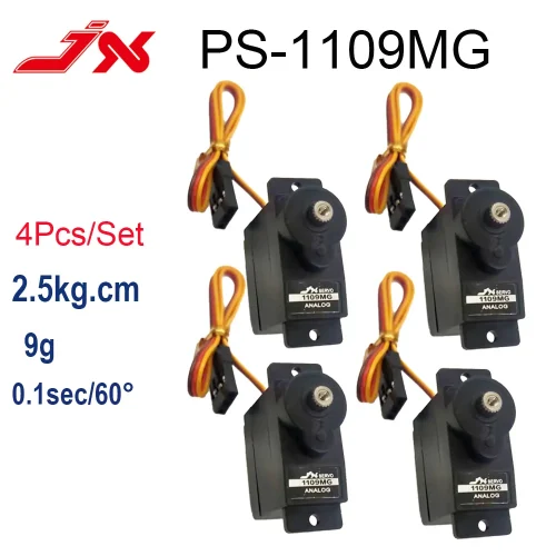 4Pcs JX Servo PS-1109MG 9g 2.5kg Metal Gear Analog Servo For 1/18 RC Car Airplane Boat Robot Arm Helicopter RC Toys Parts 1