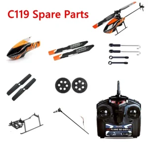 C119 4CH RC Helicopter Spare Parts Propeller Canopy Main Frame Gear Motor Blade Receiver Servo C129 Accessories 1