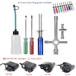 AU/EU/UK/US Charger Nitro Gas Spark Glow plug Igniter Starter Kit For 1/10 RC Nitro Engine Planes Model Car HSP 80103 80127 1