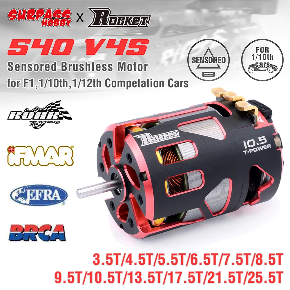 Surpasshobby Rocket 540 V4S Sensored Brushless Motor for 1/10 1/12 1/14 RC Drift Racing Car F1 Competition Modified Spec 1