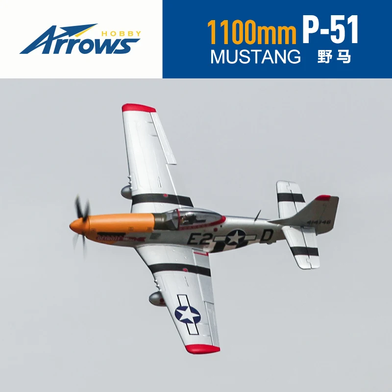 Blue Arrows 1.1m P51 P-51 Mustang PNP,RC Airplane 1100mm Trainer,Anti-fall Model Electric Remote Control Aircraft,P 51 2