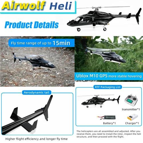 Fly Wing Airwolf Scale RC Helicopter M10 GPS Aircraft ACE Flight Controller