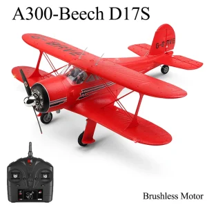 2023 New WLtoys A300-Beech D17S RC Airplane RTF EPP 4CH Biplane Brushless Motor With LED 3D/6G Gyro Version Mode1/Mode2 Swith 1