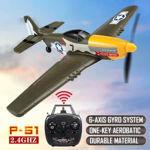 P51 Mustang Remote Control Fighter 4CH 6 Axis 410MM Wingspan One Key Aerobatic RC Airplane RTF Glider Plane Toys Gifts 1