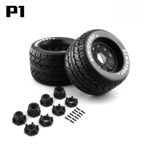 2PCS 165MM Monster Truck Wheels Rim Tire Set 12 14 17mm Hub Hex For 1/8 Off-Road RC Car HPI Redcat Rovan Savage 1