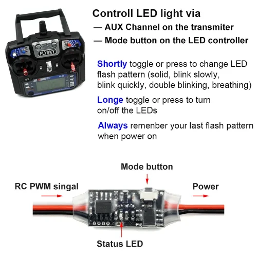 Kit De 3 Lumières LED Sans Fil RC – Pour Avion Fixe, Drone, 4 Modes Clignotants, Chargeur USB