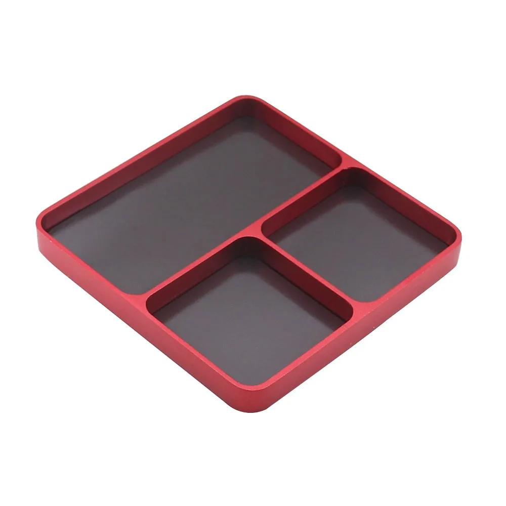Ajrc Magnetic 3-grid Parts Storage And Maintenance Tool Tray 98x98x11mm Aluminum Spiral Tray Suitable For Rc Car Drone Models 6