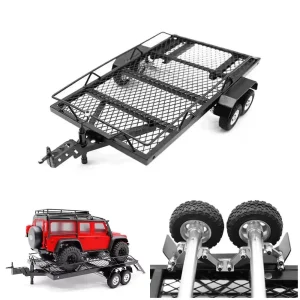 1:18 Metal RC Car Trailer Cargo Carrier for TRX4M SCX24 FCX24 1/18 1/24 RC Car Upgrade Parts Accessories 1