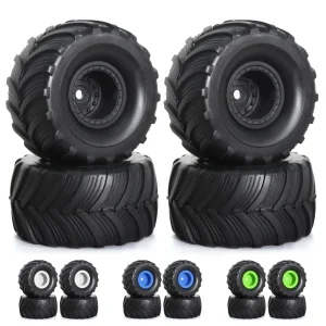 4pcs 52mm 1.0" Monster Truck Wheel Rim Tires Set For 1/18 TRX4M 1/24 FMS FCX24 Axial SCX24 AX24 RC Crawler Car Upgrade Parts 1