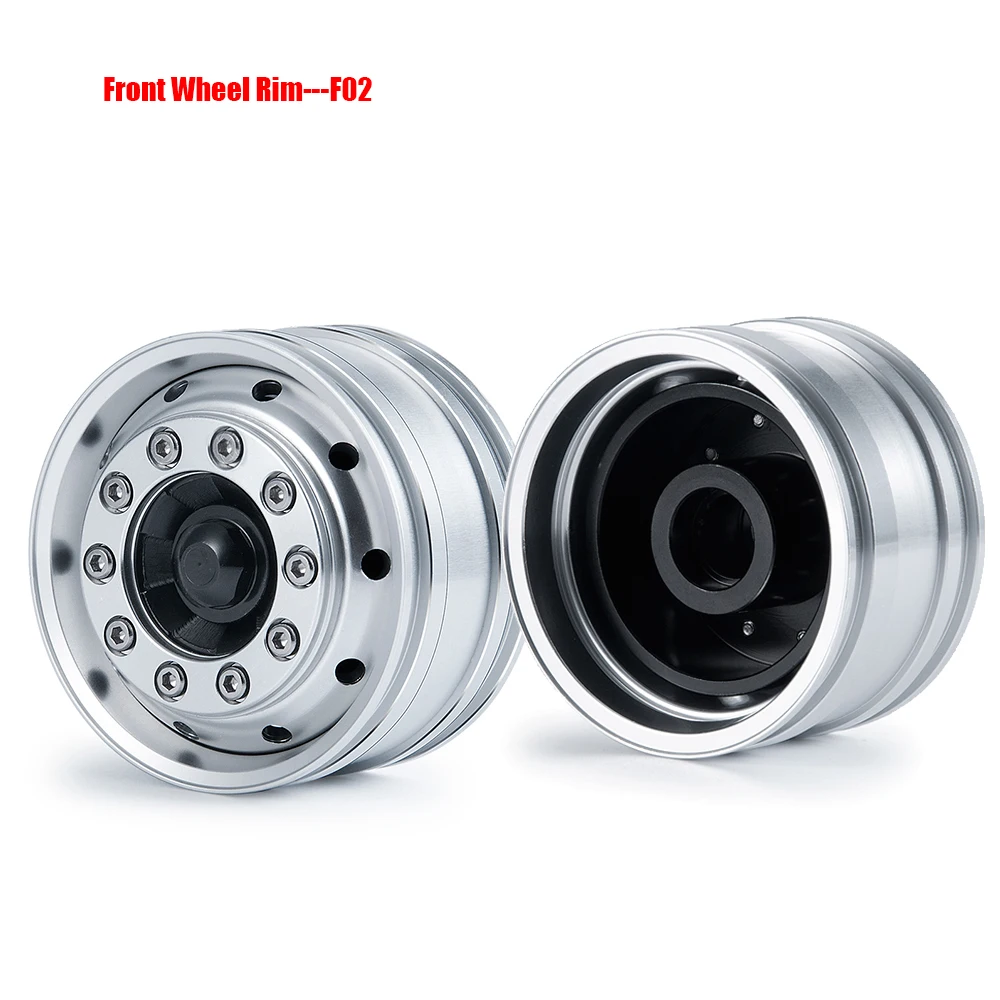 YEAHRUN Alloy Metal Beadlock Front/Rear Wheel Rims Hubs for Tamiya 1:14 RC Tractor Trailer Cargo Truck Car Upgrade Parts 6