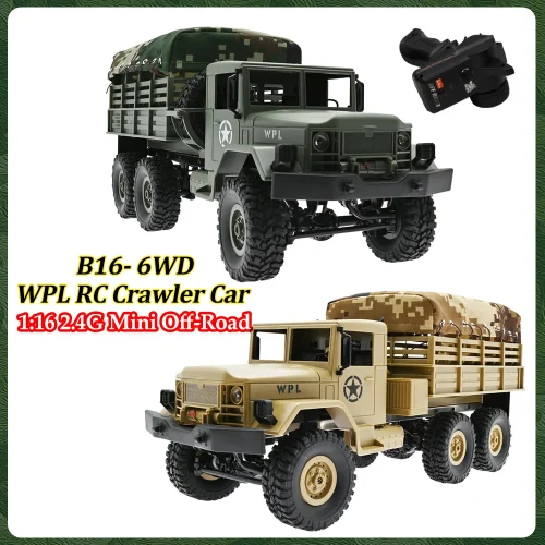 WPL B16 1/16 RC Truck 6WD Remote Control Climbing Car RTR 2.4G Mini Full Scale Electric toy Model Crawler Car for Adult/Children 1