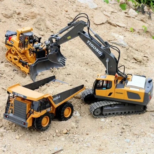 Yigong Kids Simulation 5/11 Channel Alloy Remote Control Excavator Toys Remote Control Electric Large Engineering Car Toy Gift 1