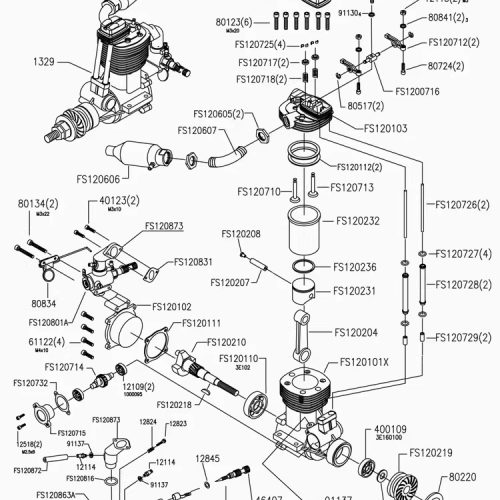 asp fs120ar magnum xl rc gas engine replacement parts