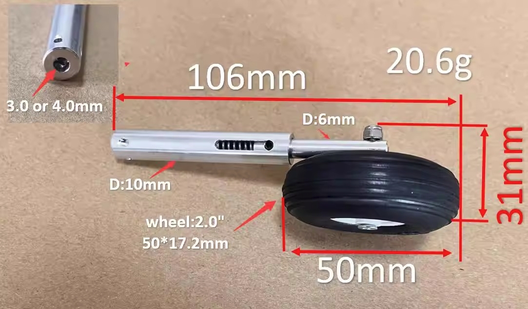 106 mm shock absorbent aluminum landing gear with 50 mm pu wheels