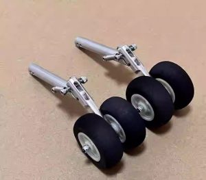 kneeling double spring dual wheel shock absorbing landing gear — 95–155mm (aluminum)