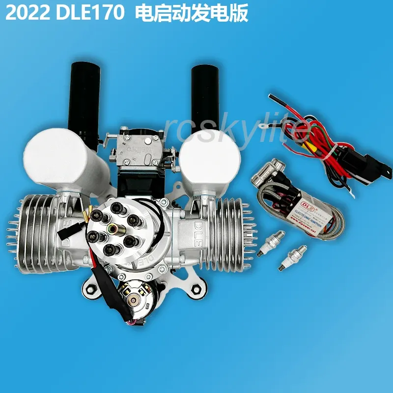 DLE170 Electric Starter Power Generater Engine 2022 170CC Ultra Light Powered Parachute UAV Gaso Dual Cylinder Air Cooled 1