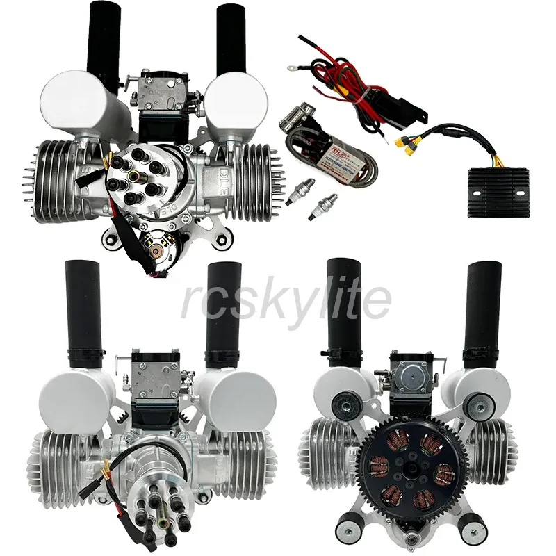 DLE170 Electric Starter Power Generater Engine 2022 170CC Ultra Light Powered Parachute UAV Gaso Dual Cylinder Air Cooled 2
