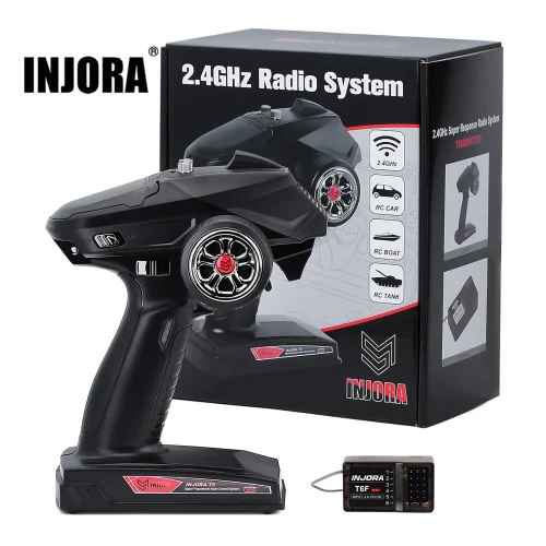 INJORA 2.4GHz Remote Control 6CH Digital Radio Transmitter with Gyro Receiver T6F T6FG for 1/8 1/10 RC Car Boat Tank Crawler 1
