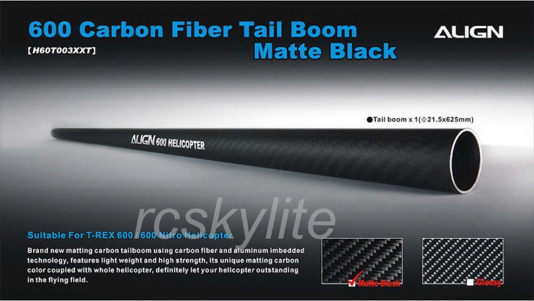 ALIGN T-REX 600 Carbon Fiber Tail Boom Matte Black H60T003XXW